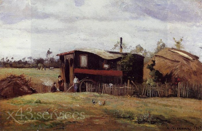 Camille Pissarro - Der Wohnwagen der Zigeuner - La roulette des Bohemiens
